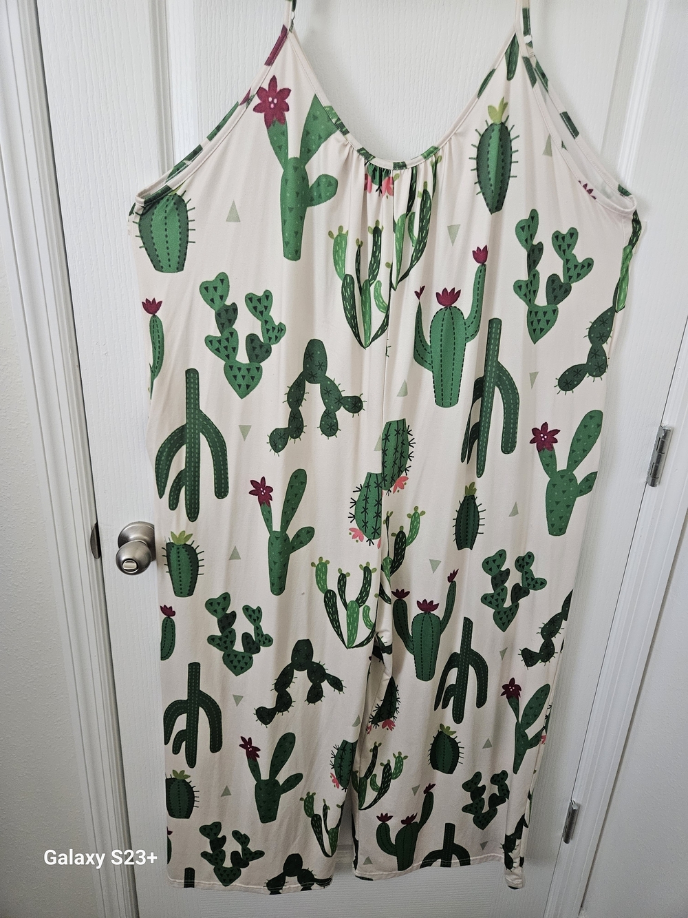 Shein Cactus Print Cream Lounge Jumpsuit